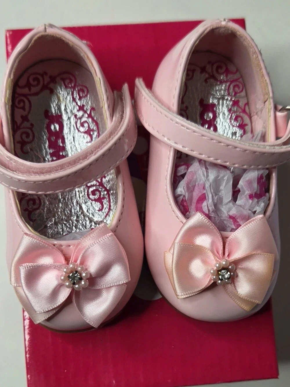 NIB Josmo Pink Patent Mary Jane Bow Dress Shoes Infant Size 2